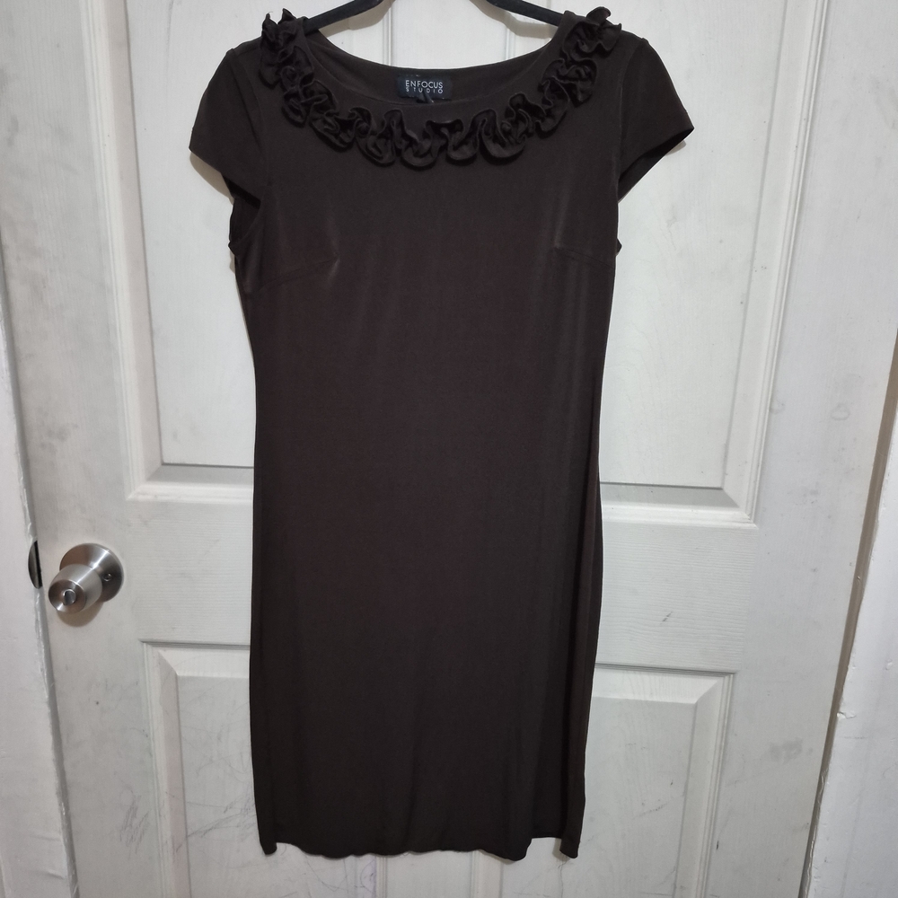 Enfocus Studio Chocolate Ruffle Dress